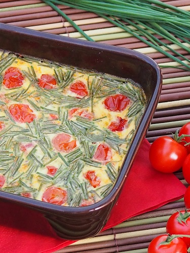 Cherry Tomatoes and Chives Flan