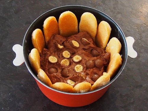 Chocolate Charlotte with Pears and Crispy Maltesers 