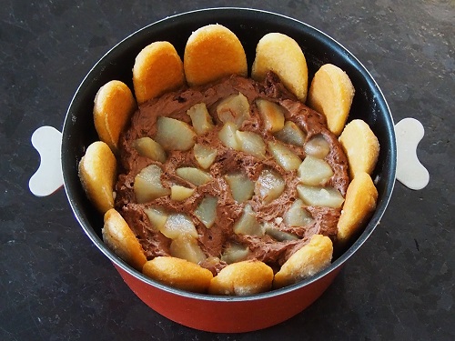 Chocolate Charlotte with Pears and Crispy Maltesers 
