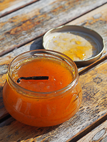 Homemade Melon jam with vanilla and lime
