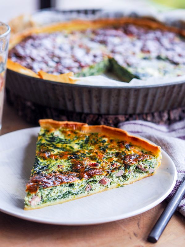 part de quiche aux épinards avec ou sans lardons