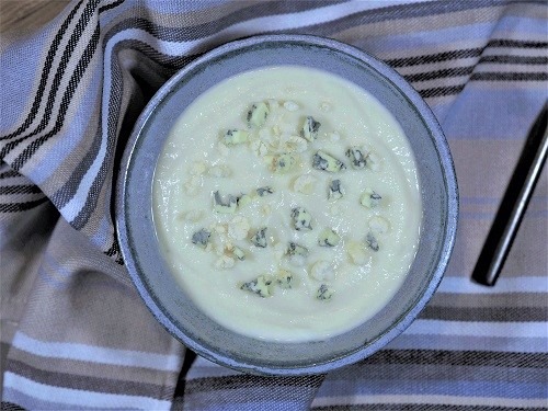 cauliflower is perfect for a soup, smoothness balanced with blue cheese