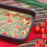 Cherry tomatoes and chive flan French recipe