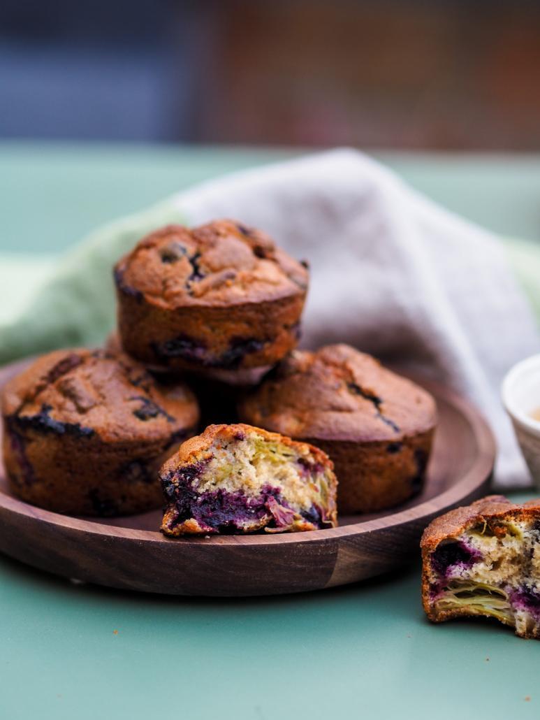 Rhubarb and Blackcurrant Muffins