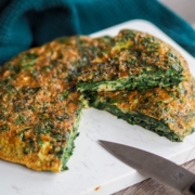 Trouchia French traditional omelette with swiss chard leaves and fresh herbs