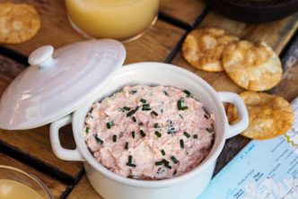 salmon rillettes dip with cream cheese and chive