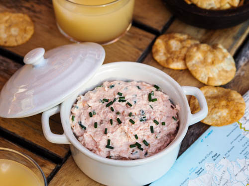 salmon rillettes dip with cream cheese and chive