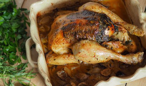 Sunday Roast chicken with herb compound butter
