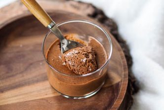 decadent French chocolate mousse with dark and milk chocolate