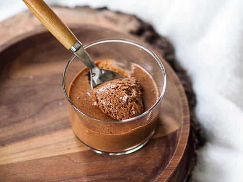 decadent French chocolate mousse with dark and milk chocolate