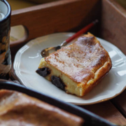 Traditional Far breton cake from Brittany with prunes