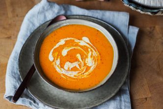 French crécy soup with carrot and rice
