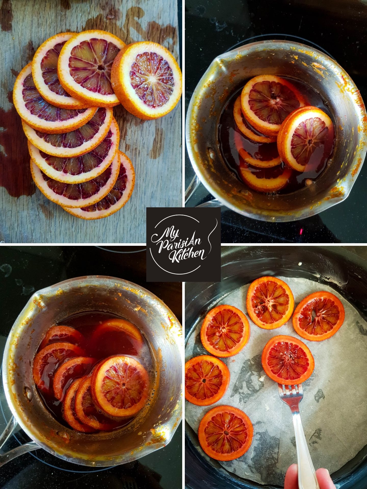 faire confire les oranges dans un sirop d'oranges sanguines