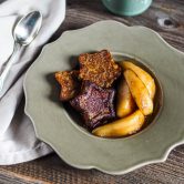 Pain perdu, French toast made with gingerbread and caramelized pears