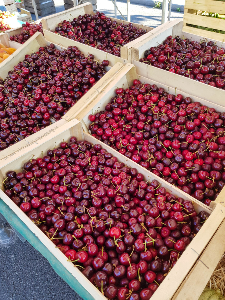 cherries at Farmers market in France