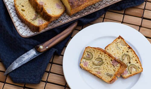 ham, cheese and olive loaf French savory loaf cake salé