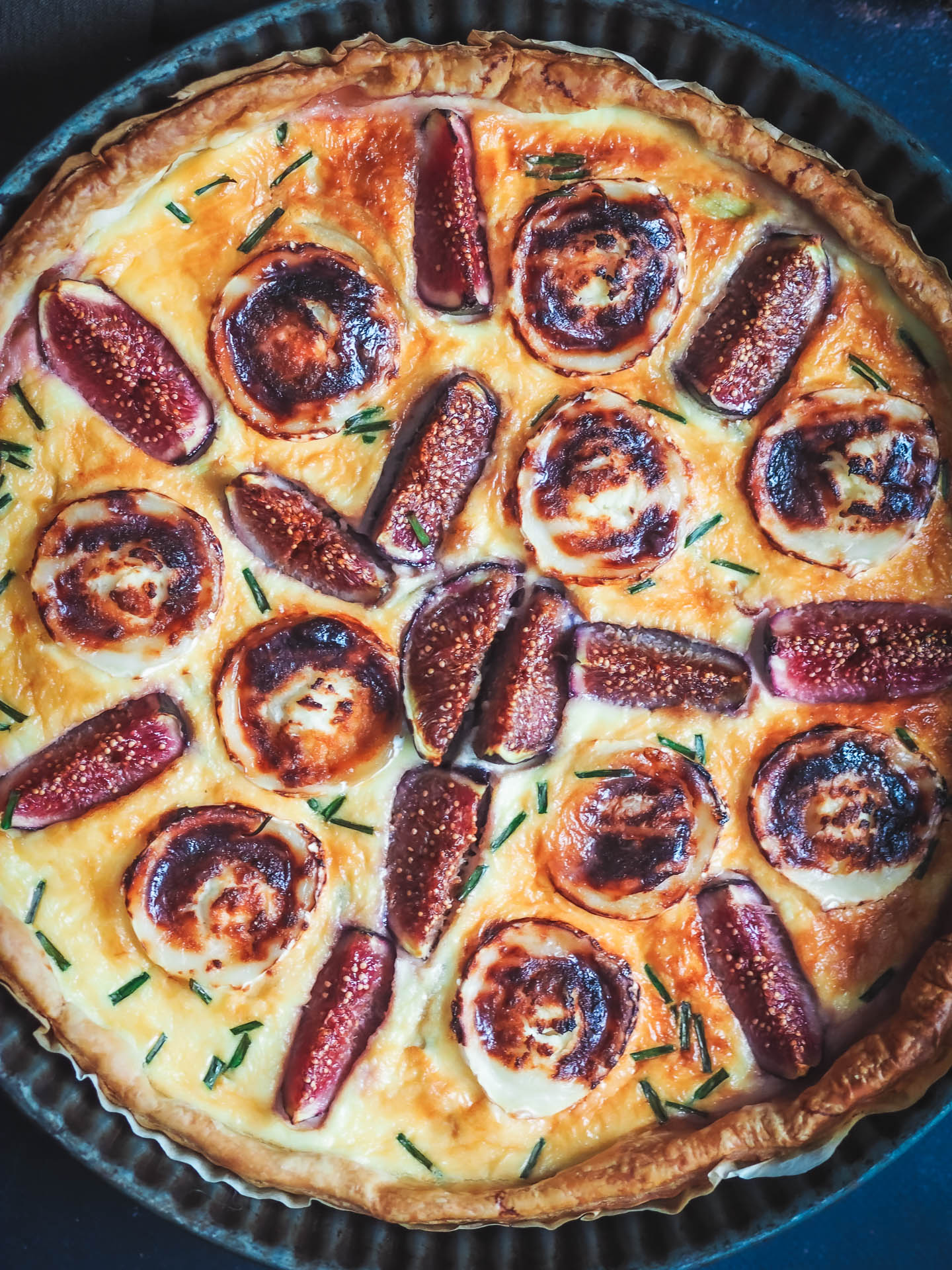 French quiche Fresh fig and goat cheese pie