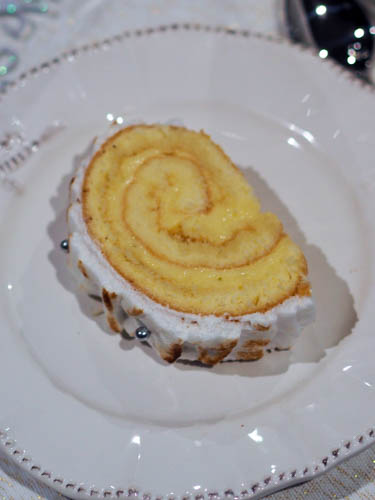 lemon yule log cake