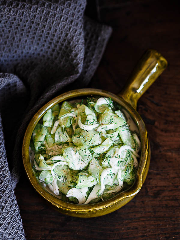 french style cucumber with cream