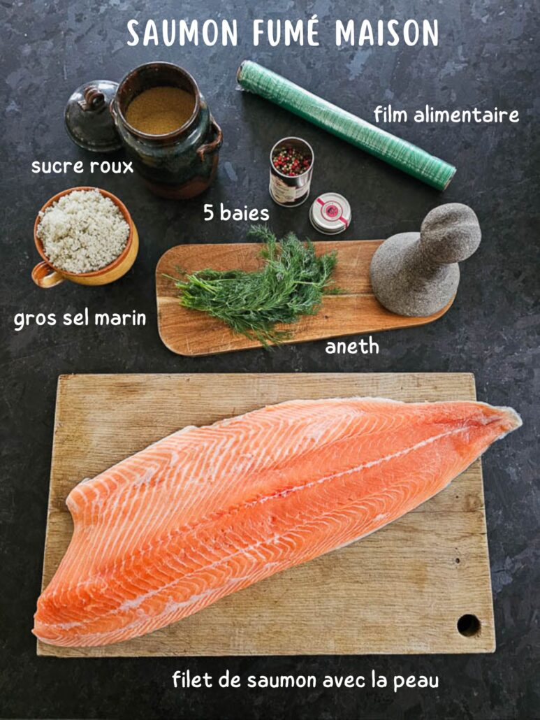 Ingrédients pour faire du saumon fumé maison