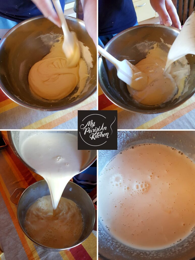 Preparation steps for making a cream pastry with vanilla