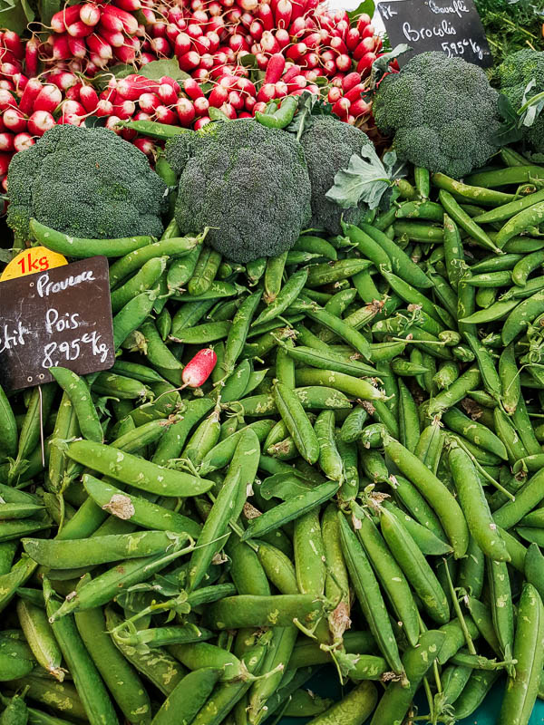 green peas at the market a must eat at spring season in France
