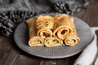 A plate of crepes. Crepe recipe for candlemas